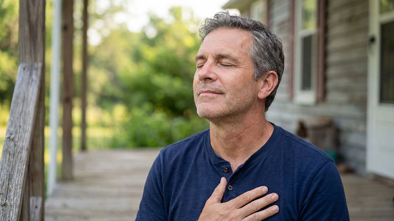 Homme respirant librement